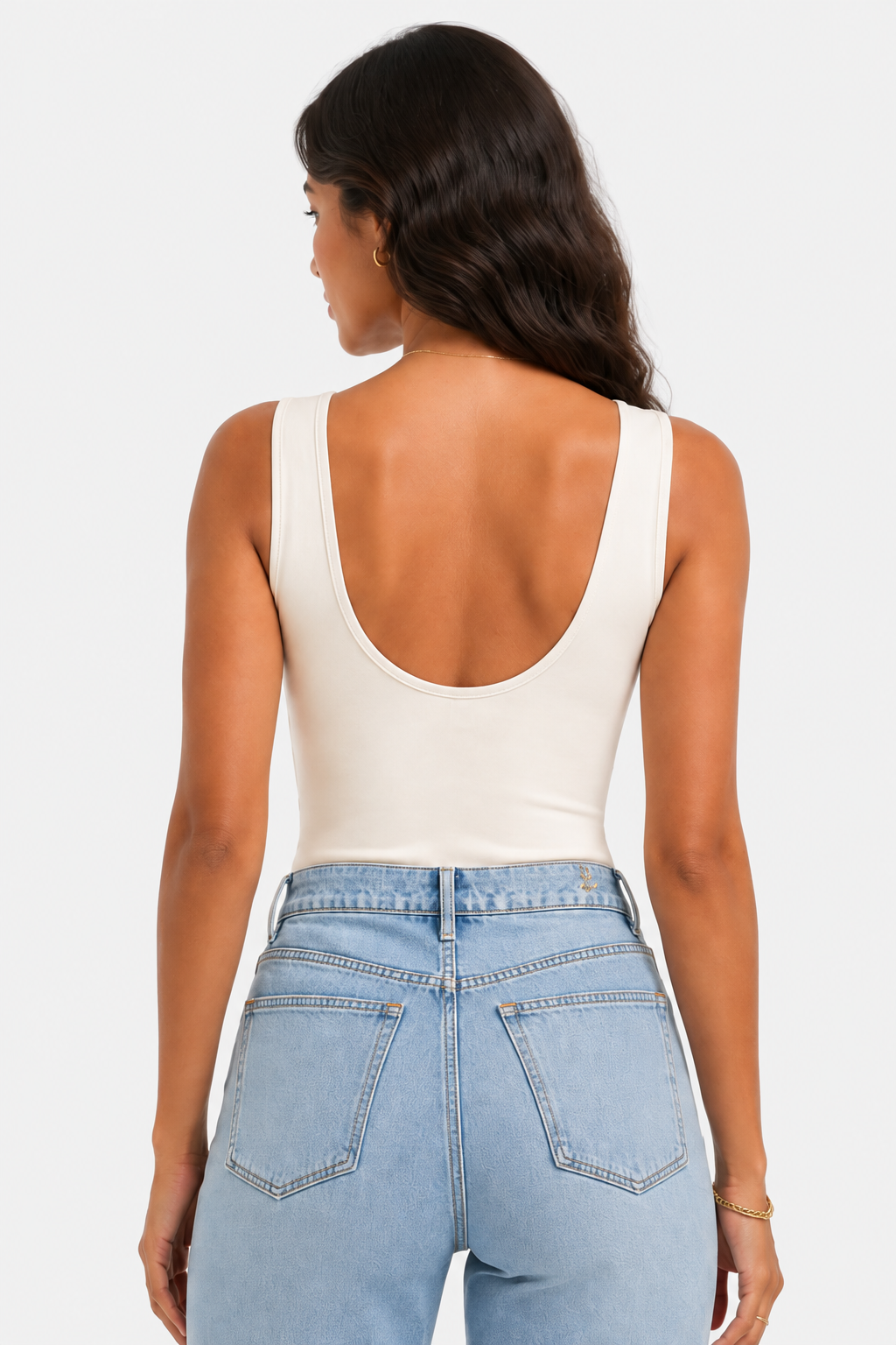 Body col bénitier écru à motifs femme