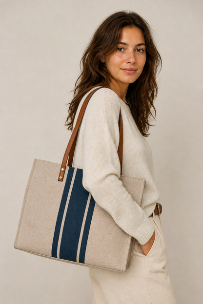 Sac cabas toile rayée