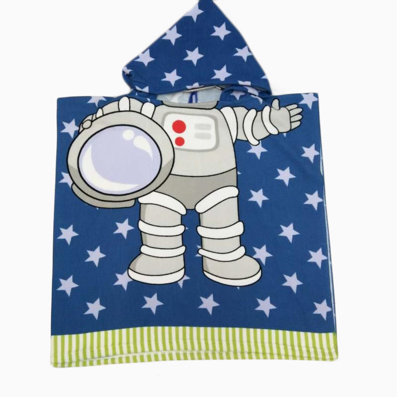 Ultra-fine fiber cartoon printed children's bath towel cape, wearable children's bathrobe, hooded cape, beach towel