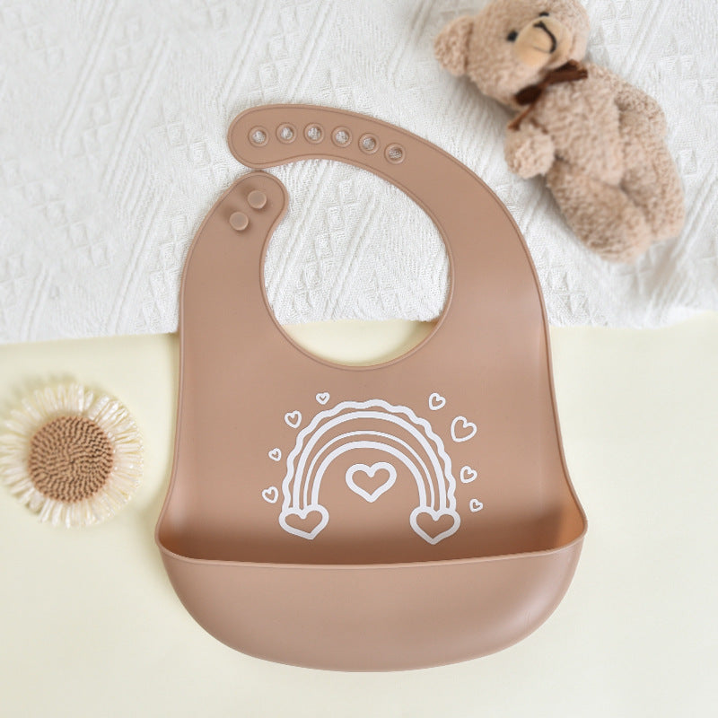 Baby feeding bib anti-silicone supplementary food bib, super soft baby portable children's bib, anti-dirt wonder