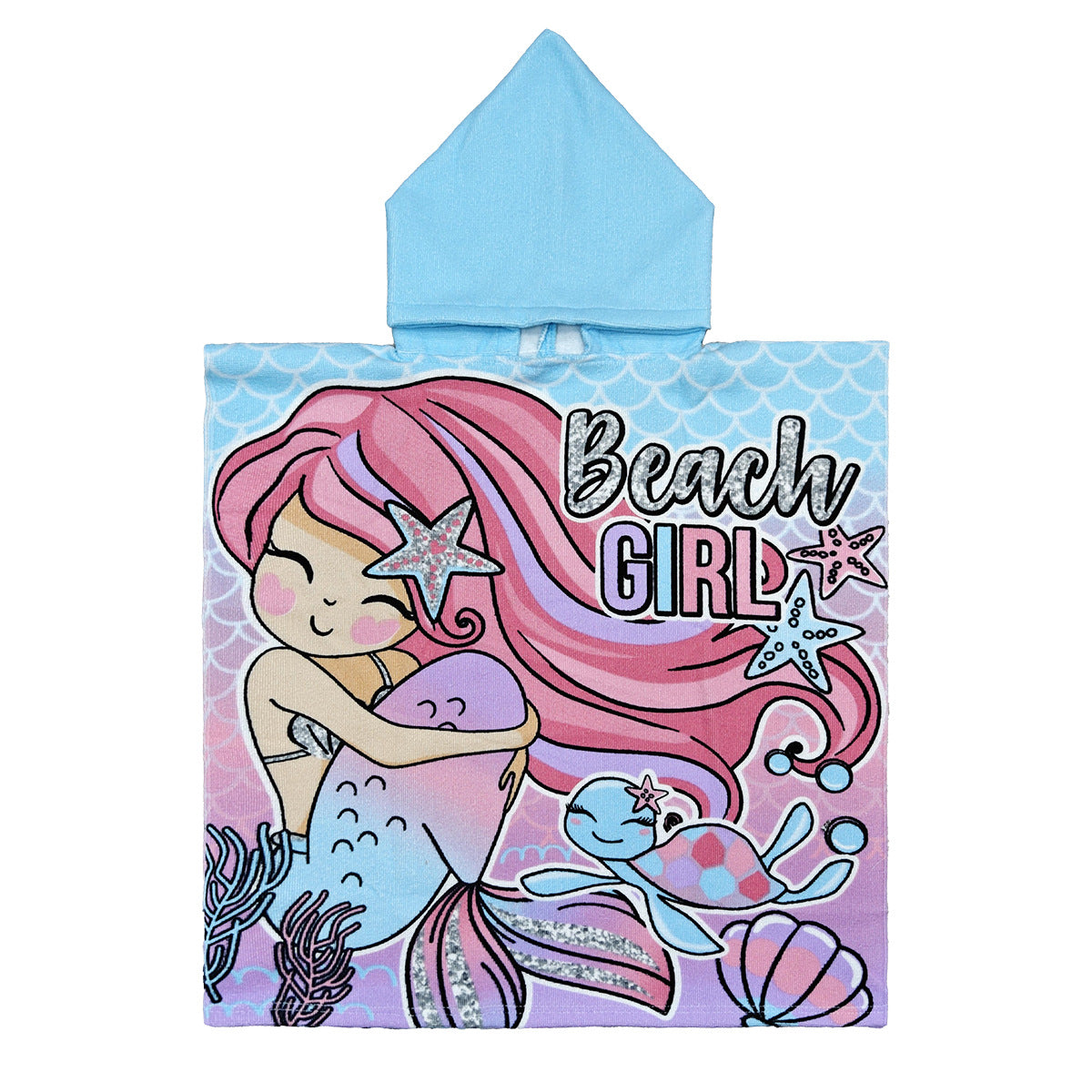 Ultra-fine fiber cartoon printed children's bath towel cape, wearable children's bathrobe, hooded cape, beach towel