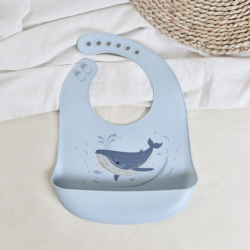 Baby feeding bib anti-silicone supplementary food bib, super soft baby portable children's bib, anti-dirt wonder