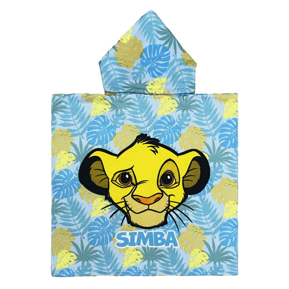 Ultra-fine fiber cartoon printed children's bath towel cape, wearable children's bathrobe, hooded cape, beach towel