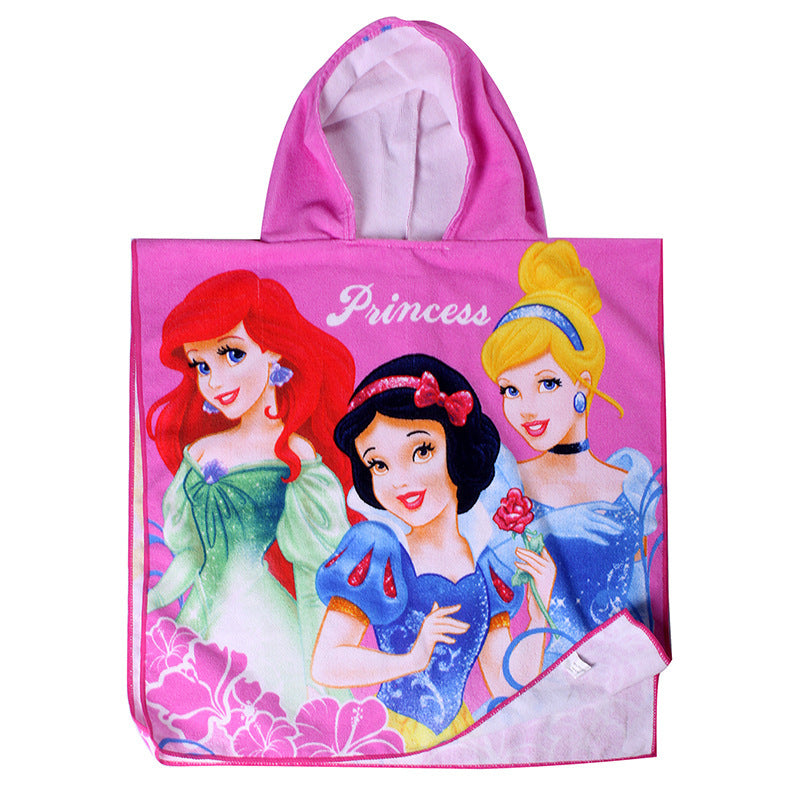 Ultra-fine fiber cartoon printed children's bath towel cape, wearable children's bathrobe, hooded cape, beach towel
