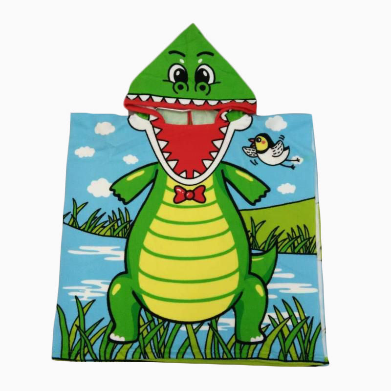 Ultra-fine fiber cartoon printed children's bath towel cape, wearable children's bathrobe, hooded cape, beach towel
