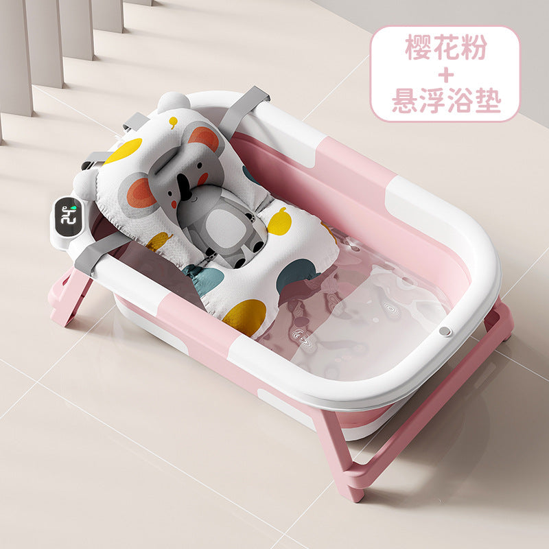 Foldable baby bathtub, bath basin, foldable temperature-sensing bathtub for children