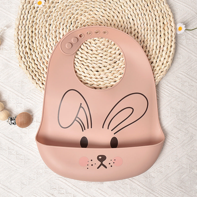 Baby feeding bib anti-silicone supplementary food bib, super soft baby portable children's bib, anti-dirt wonder