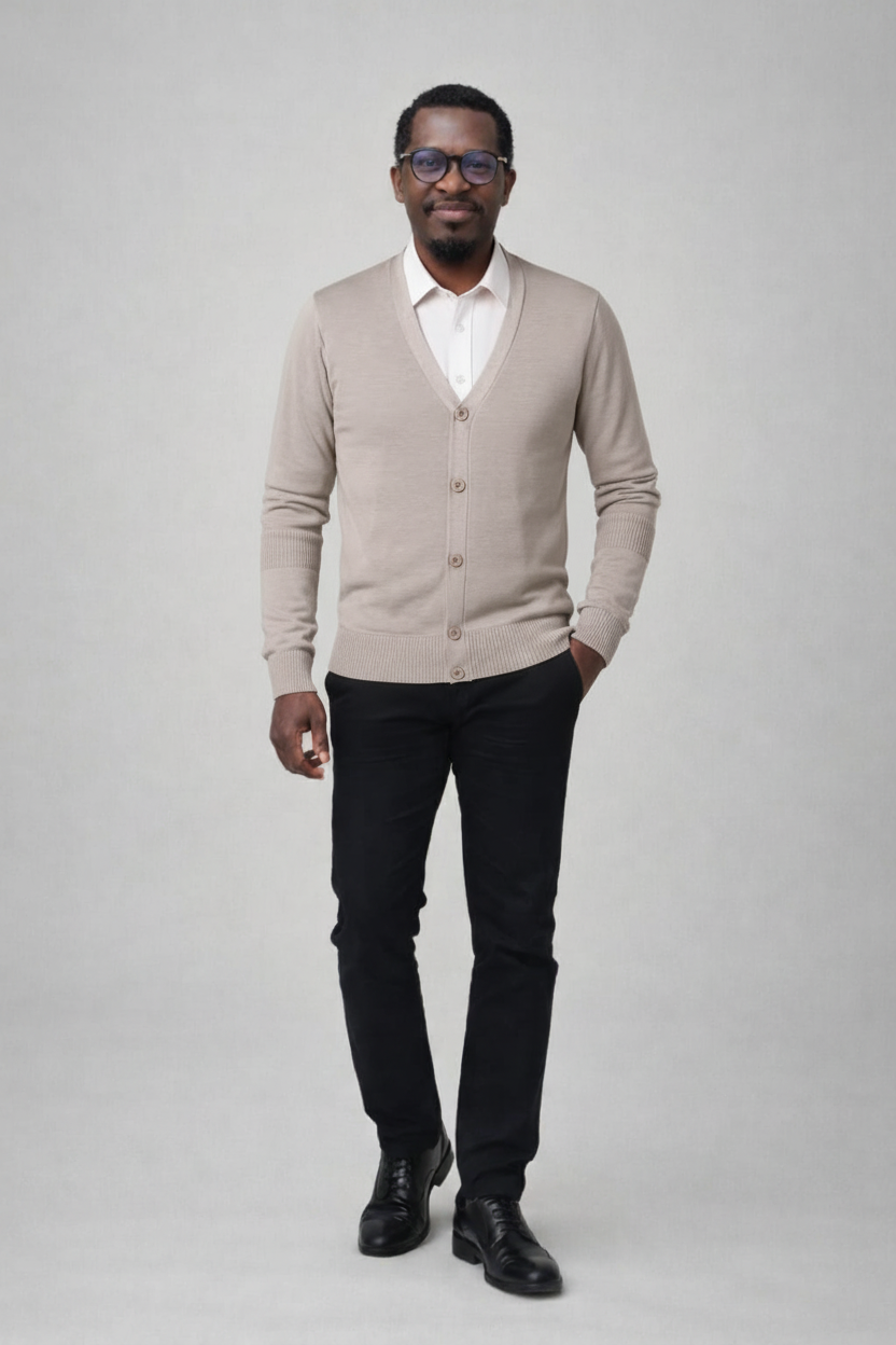 Cardigan beige sur mannequin