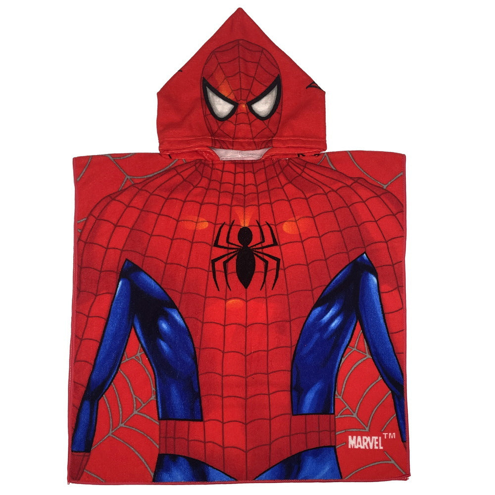 Ultra-fine fiber cartoon printed children's bath towel cape, wearable children's bathrobe, hooded cape, beach towel