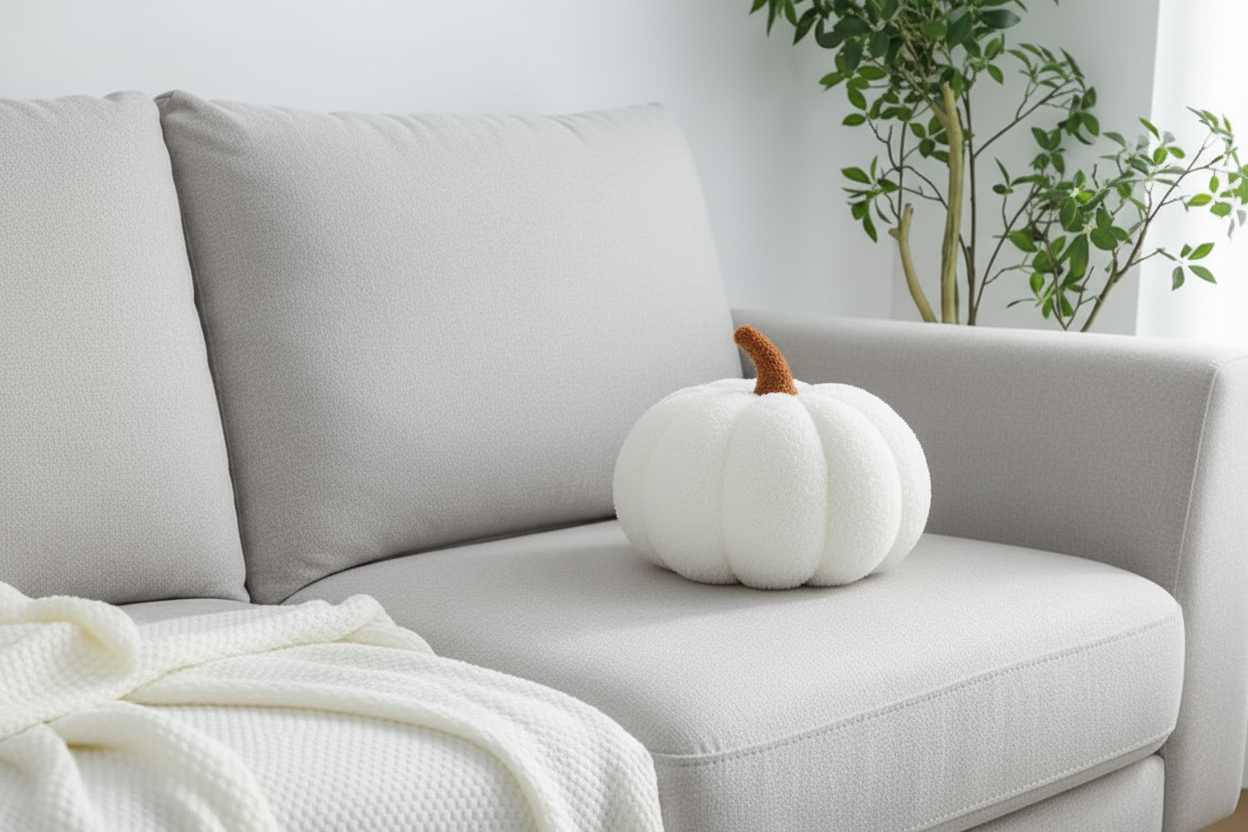 Coussin citrouille blanc
