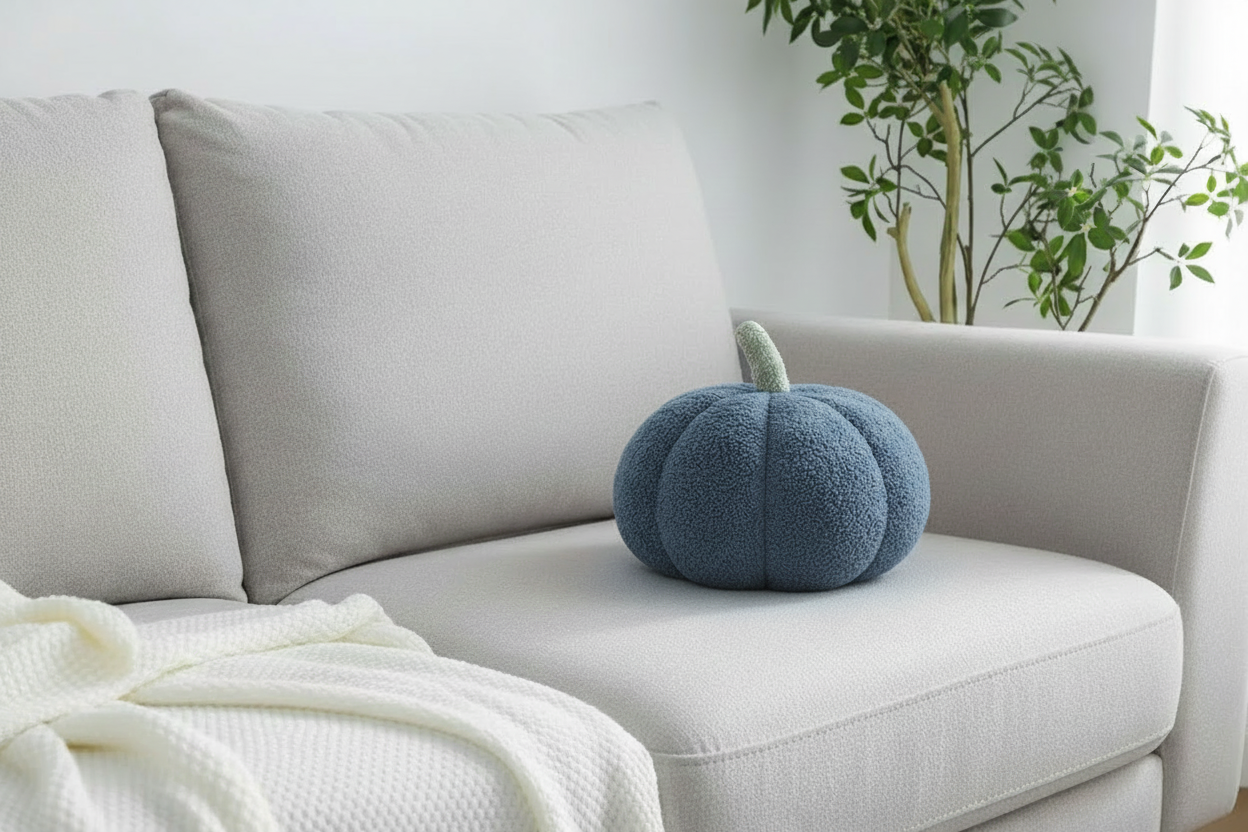 Coussin citrouille bleu