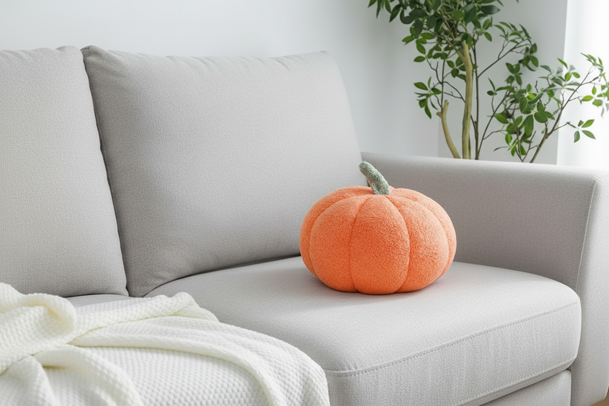 Coussin citrouille orange vif