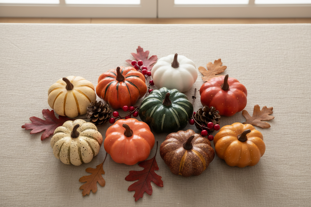 Décoration de table avec citrouilles aux couleurs exactes