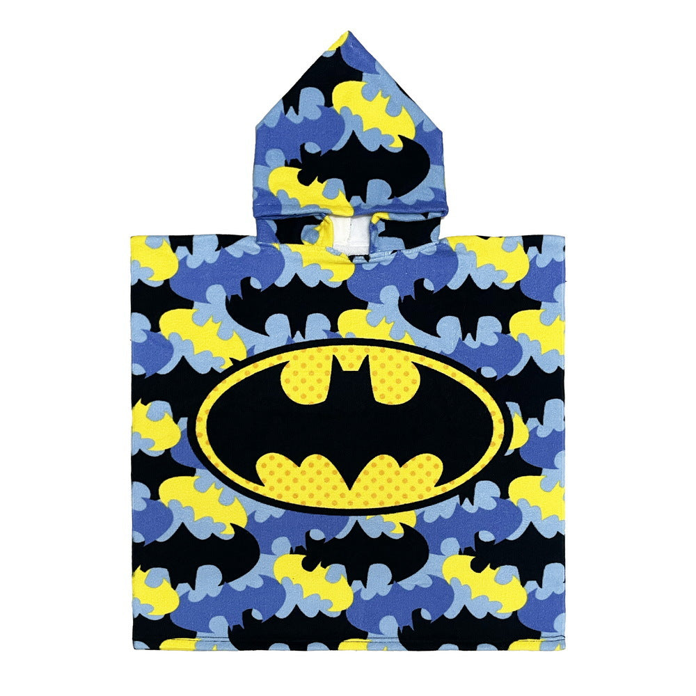 Ultra-fine fiber cartoon printed children's bath towel cape, wearable children's bathrobe, hooded cape, beach towel