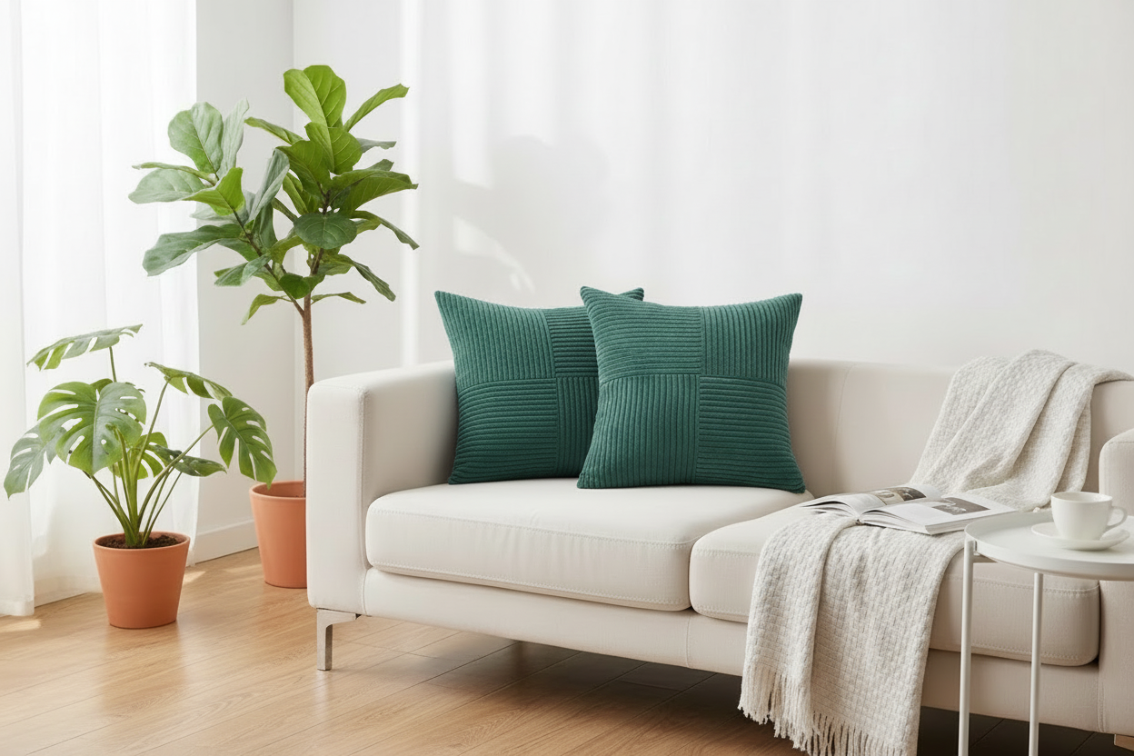 Deux coussins vert émeraude