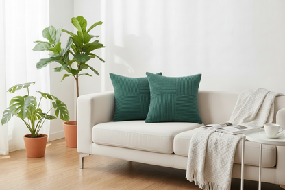 Deux coussins vert émeraude