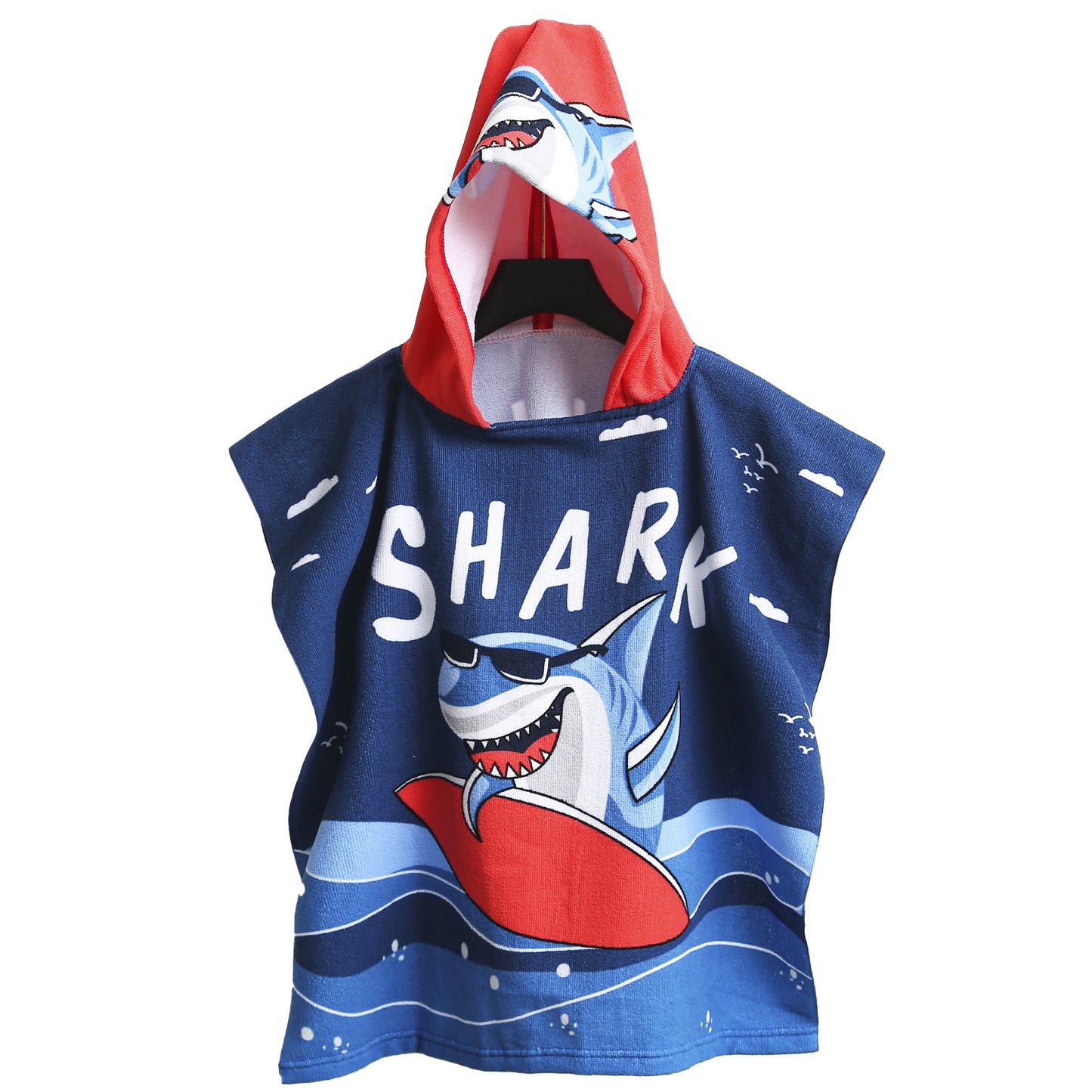 Ultra-fine fiber cartoon printed children's bath towel cape, wearable children's bathrobe, hooded cape, beach towel