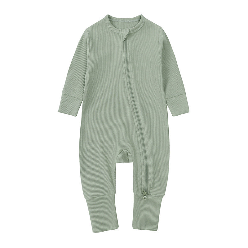 Autumn clothes for newborn babies, 0-24 months old, long-sleeved, hand-hugging, one-piece, pit strip, solid-color hatching clothes