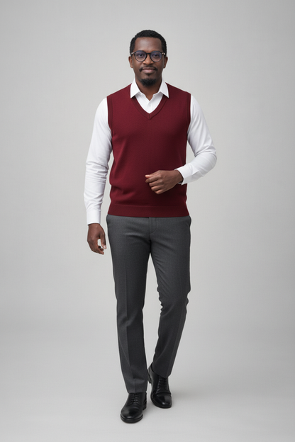 Gilet bordeaux sur mannequin