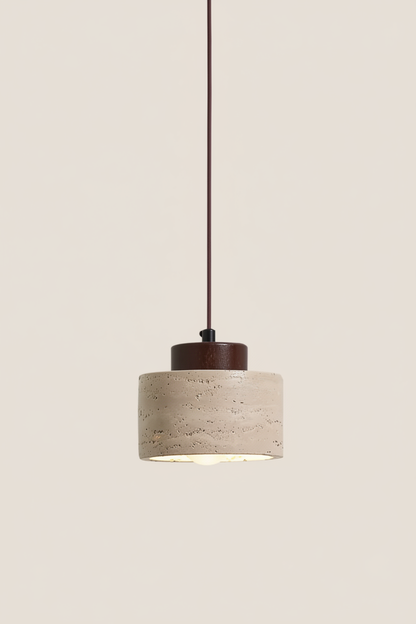 Lampe suspendue en béton et bois
