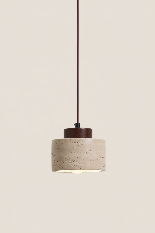 Lampe suspendue en béton et bois