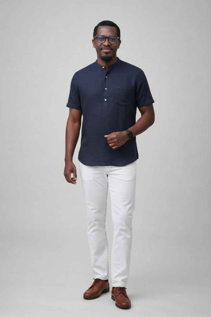 Mannequin avec chemise henley bleu marine