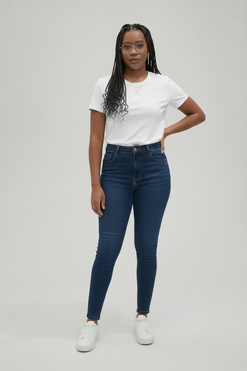 Mannequin avec jean taille haute