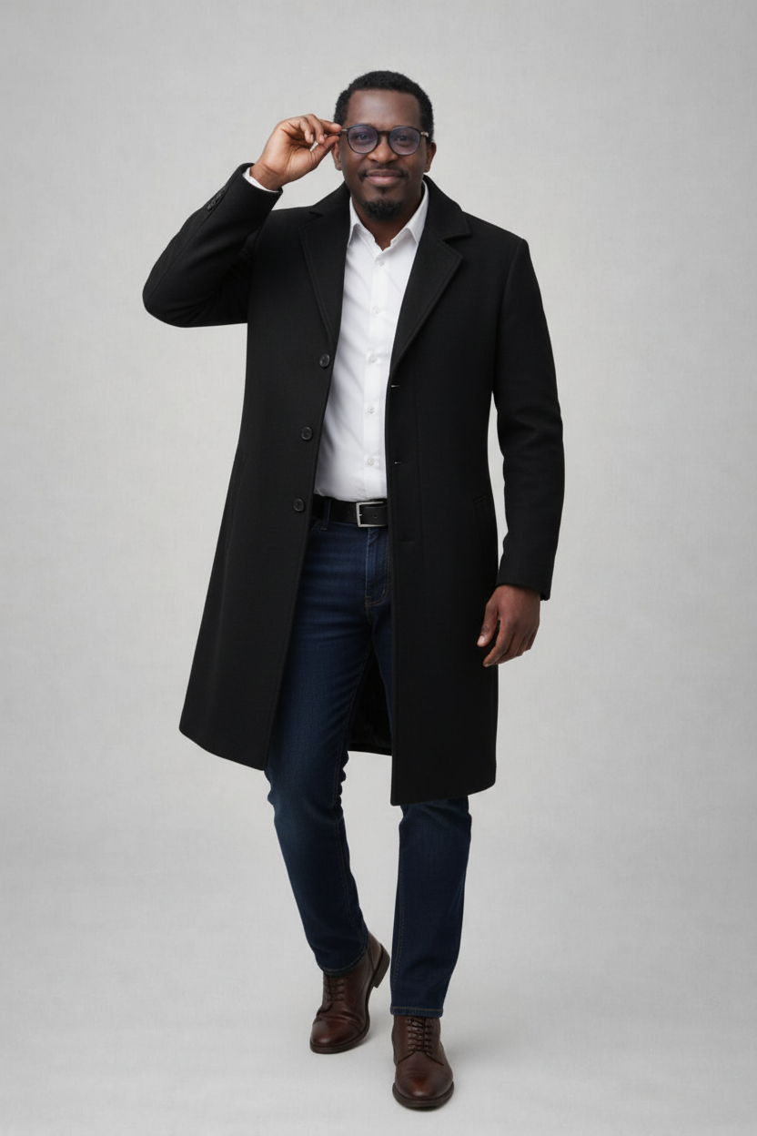 Mannequin avec le manteau noir sans poches