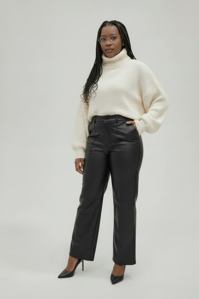 Mannequin avec pantalon noir en cuir