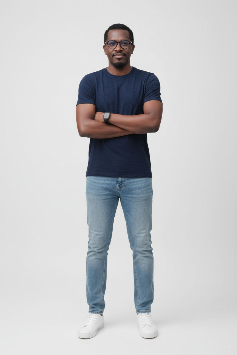 Mannequin avec t-shirt bleu marine