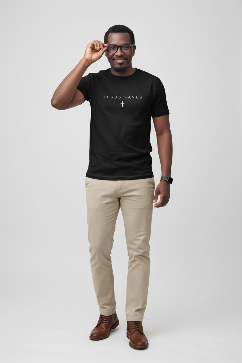 Mannequin avec t-shirt noir JESUS SAVES