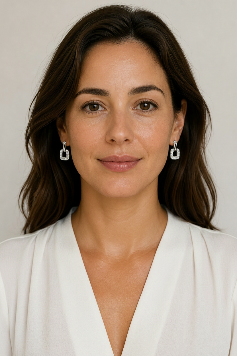 Modèle avec blouse blanche