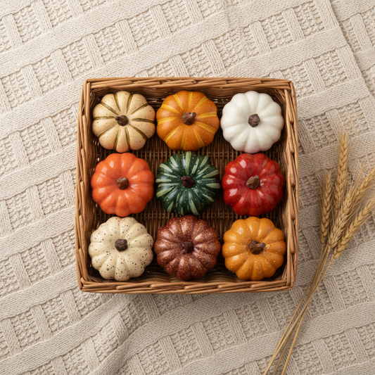 Panier de citrouilles décoratives - couleurs exactes