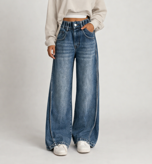 Jean large taille haute