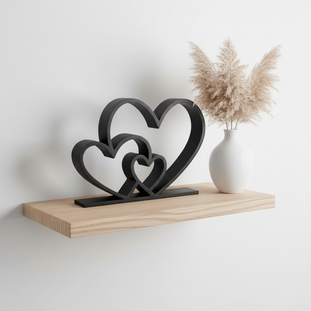 Sculpture de cœurs avec vase décoratif - proportions réalistes