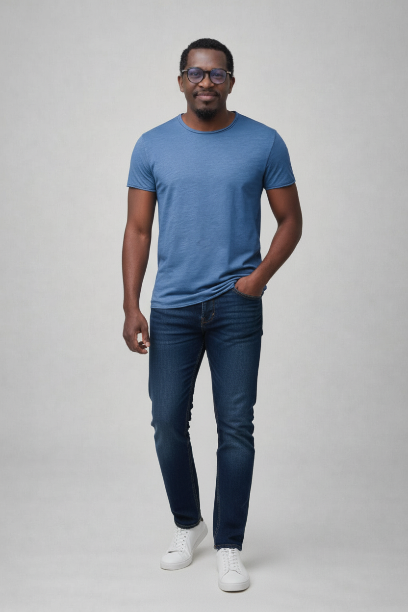 T-shirt bleu sur mannequin