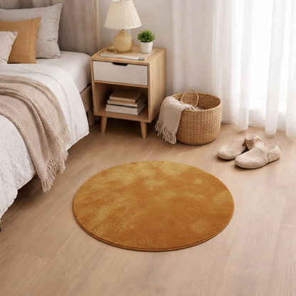 Tapis rond orange moutarde