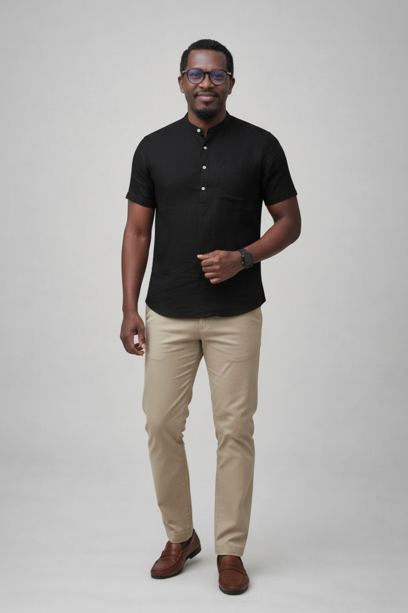 Votre mannequin avec chemise henley noire